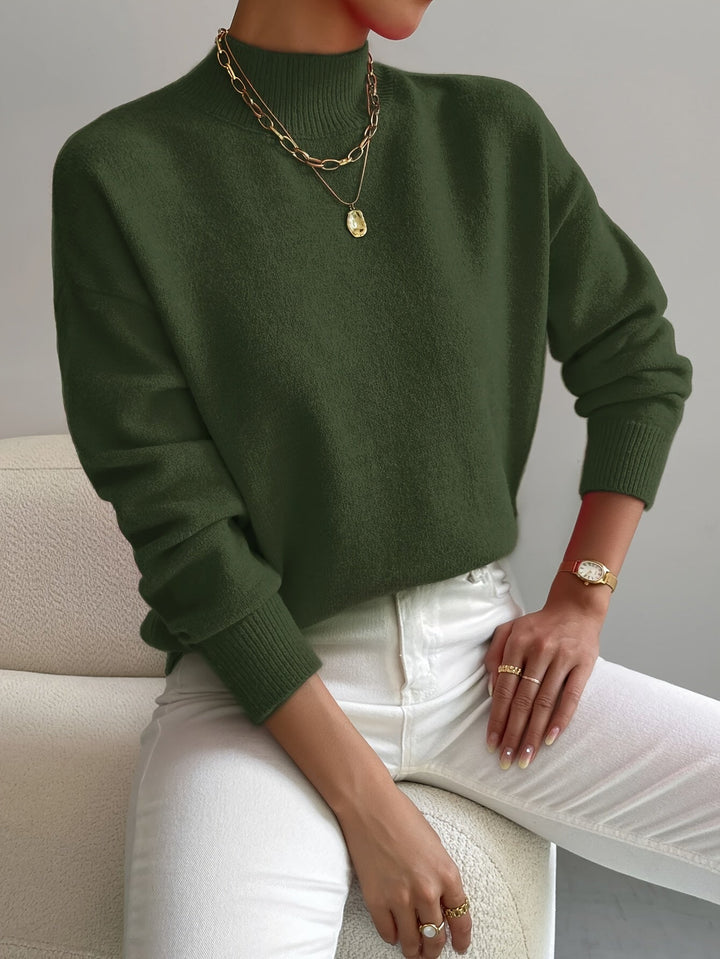 Eleganter Damen Winterpullover mit hohem Rollkragen, stilvolles Strick-Oberteil für Damenmode.