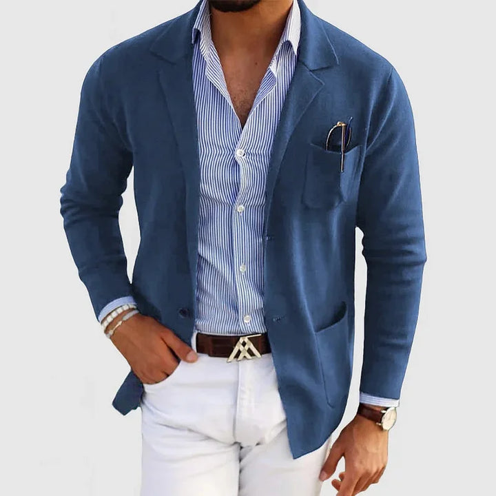 Eleganter Herren Business-Blazer in Schwarz, ideal für formelle Anlässe & Büro. Perfekter smarter Look.