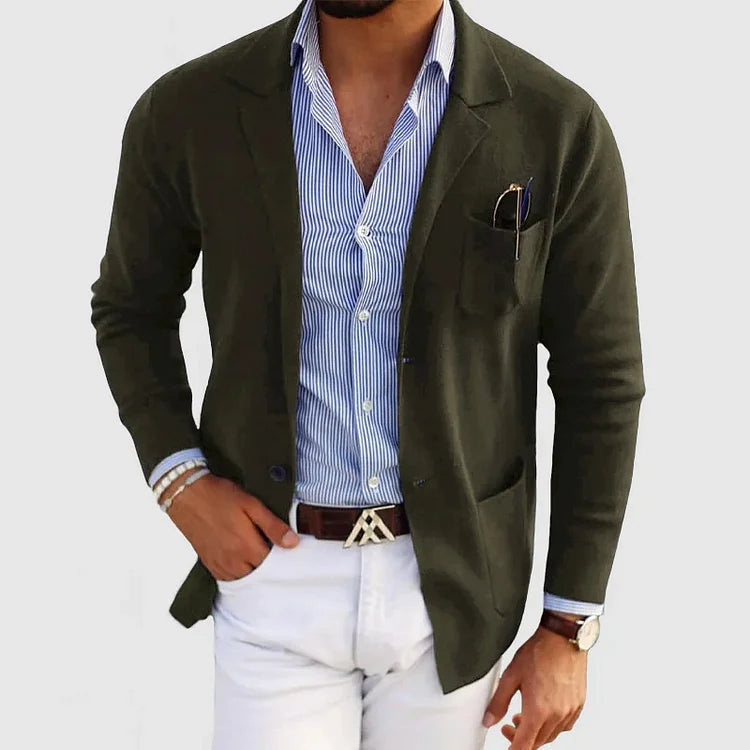 Stilvoller Herren Freizeit-Blazer in Beige, perfekt für einen entspannten, smarten Herbst-Look. Vielseitig.