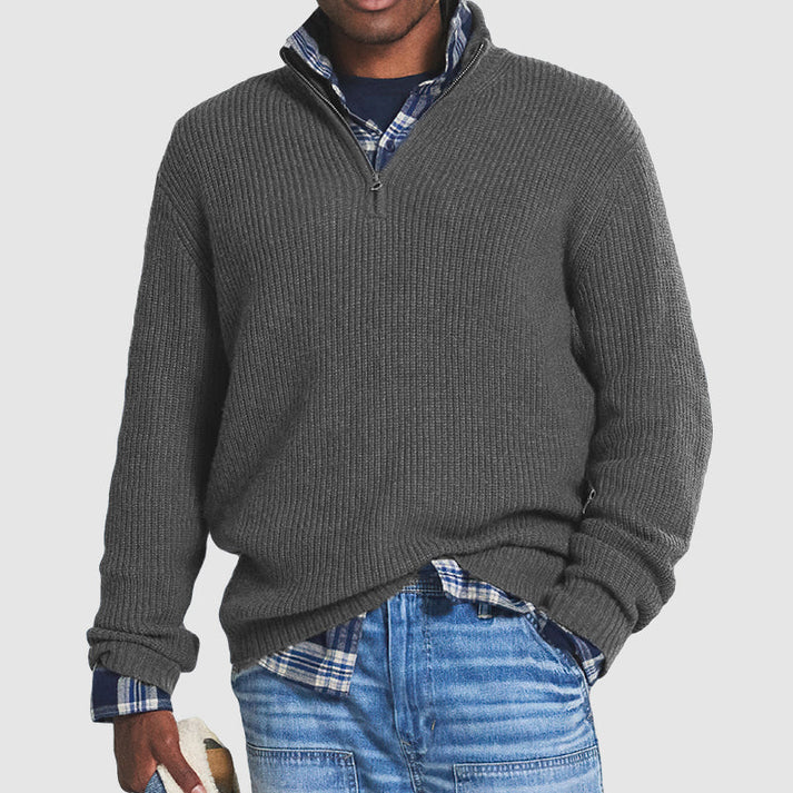 Klassischer Herren Winterpullover mit Reißverschluss, warm und vielseitig, ideal für Herbst & Winter.