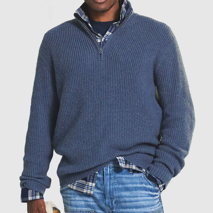 Eleganter Herren Reißverschluss-Pullover, warm & vielseitig für Business-Casual und Winteroutfits.