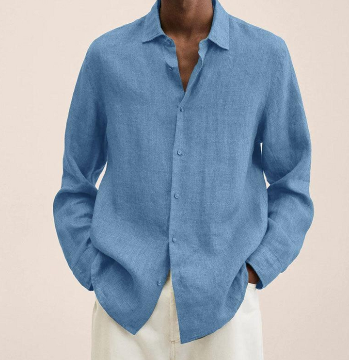 Hochwertiges atmungsaktives Herren-Leinenhemd, klassisch geschnitten, vielseitig für Freizeit & Business Casual.