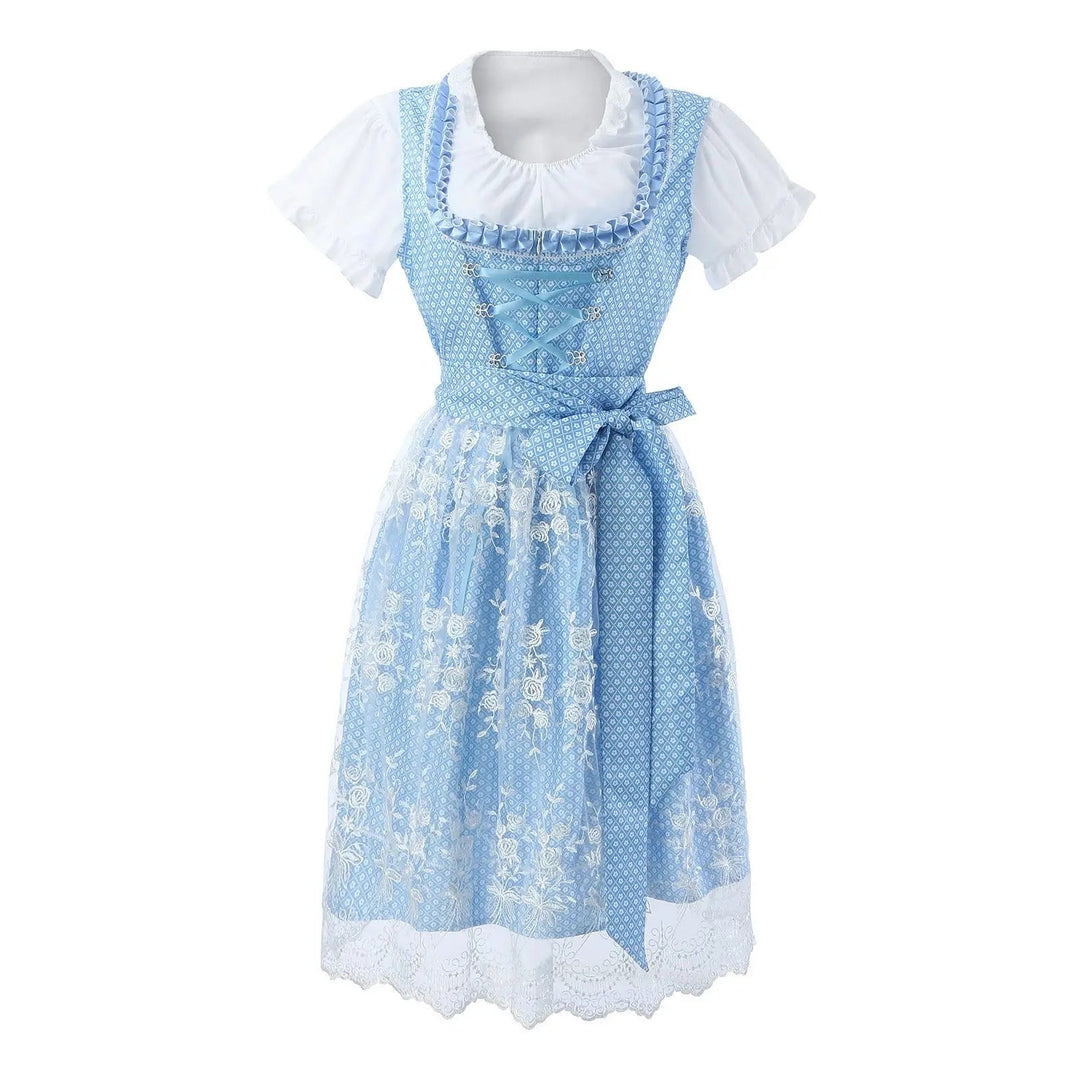 Damen Dirndlkleid: Klassische Trachtenmode mit eleganter Stickerei, ideal für Oktoberfest.