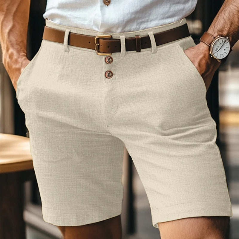 Stylische Herren Casual Shorts mit Knopfleiste, perfekt für warme Sommertage, Strand und Freizeit.