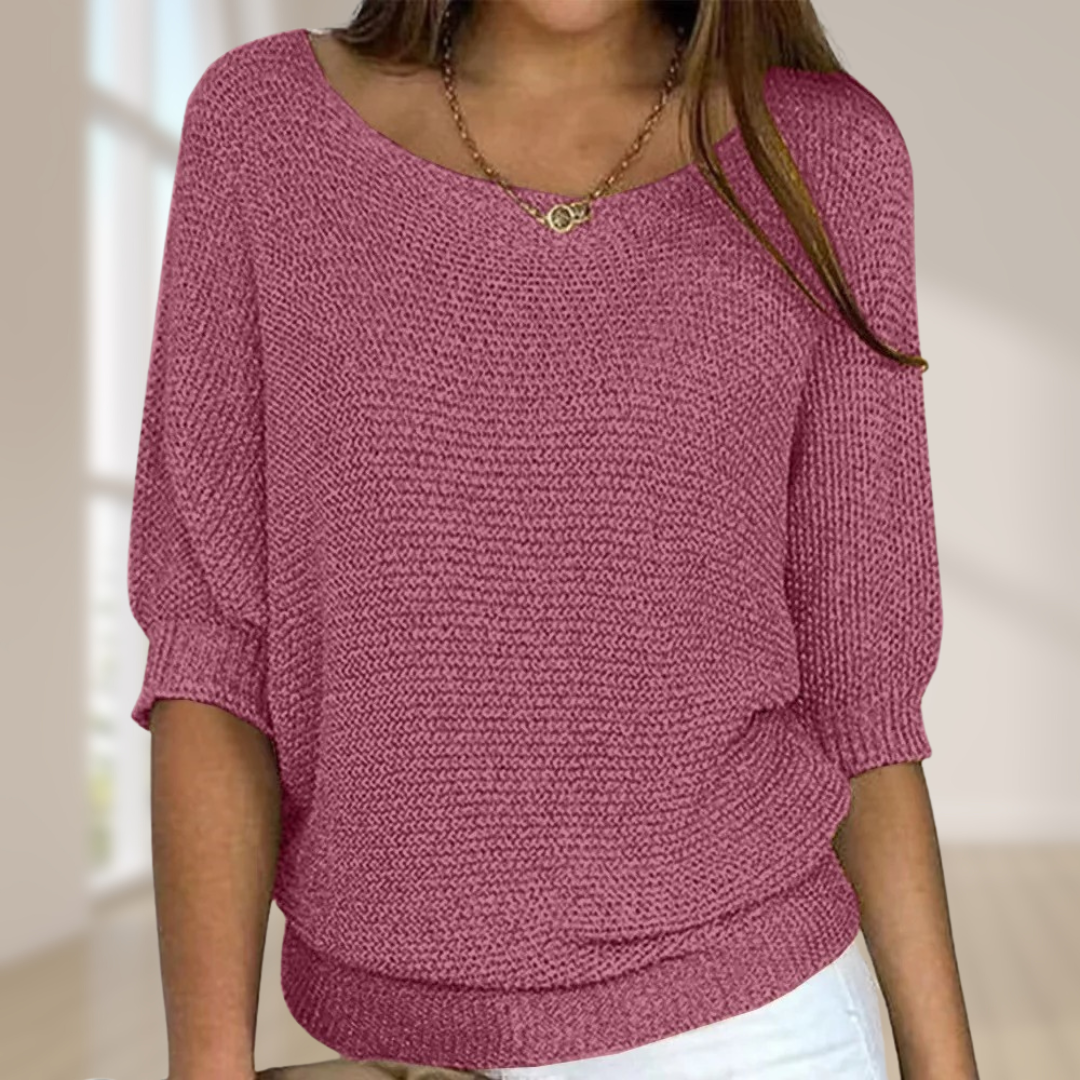 Eleganter Damen Strickpullover mit langen Ärmeln, perfekt für Herbst- und Frühlingsmode sowie den Lagenlook.