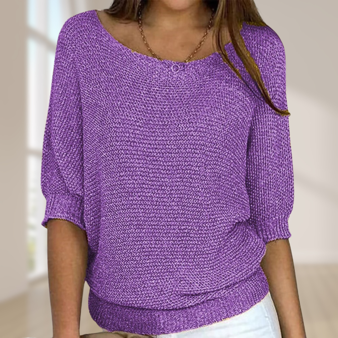 Weicher Damen Langarm-Strickpullover, ein gemütliches Must-have für Herbstmode und komfortable Freizeitlooks.