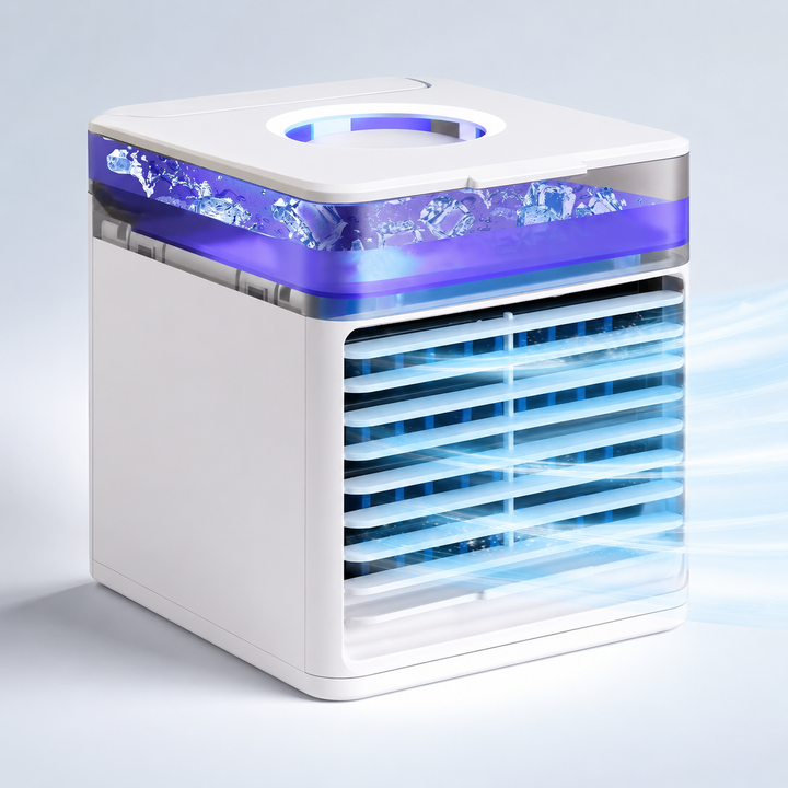 Kompakte, tragbare Desktop Mini Klimaanlage mit Luftbefeuchter; ideal zur Kühlung im Büro & Zuhause im Sommer.