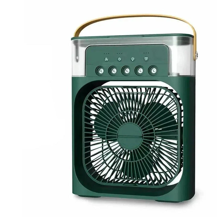 "Kompakte tragbare Mini-Klimaanlage mit stilvollem Design, ideal für Schreibtisch, mit Wassertank und USB-Anschluss."