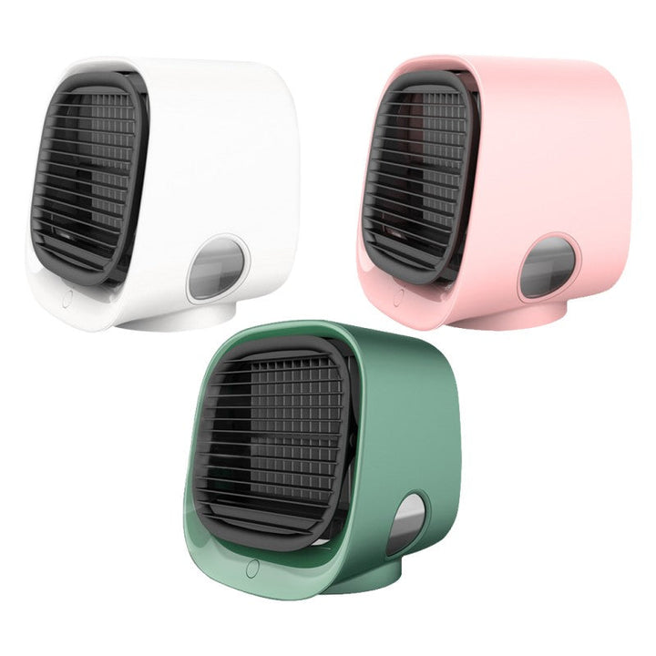 Kompakter 2-in-1 Luftkühler & Luftbefeuchter in Weiß, ideal für Zuhause & Büro, USB-betrieben.
