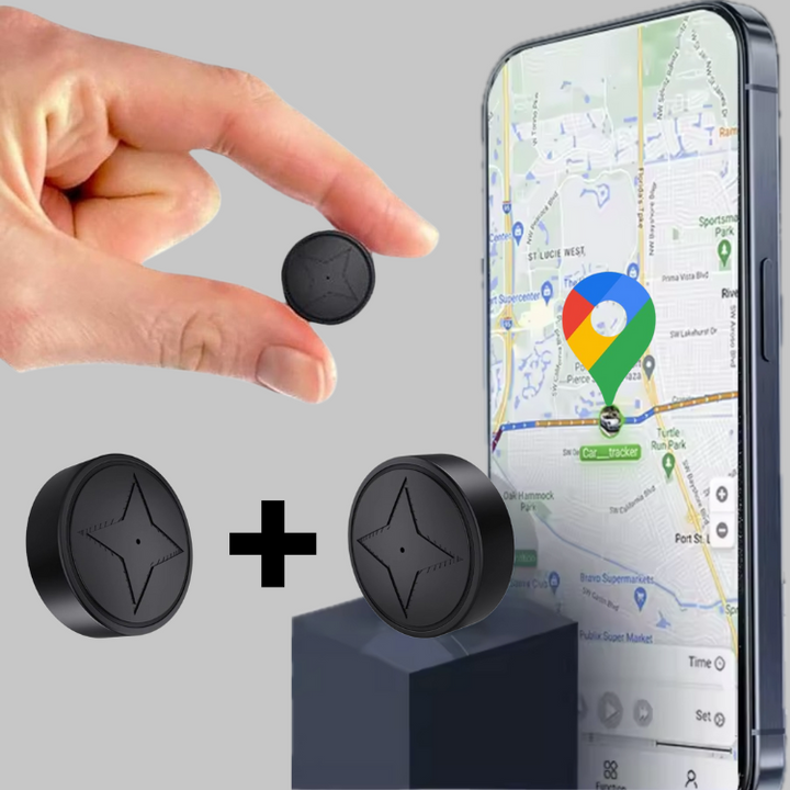 Kompakter, magnetischer Mini-GPS-Tracker für Autos mit Echtzeitüberwachung in elegantem, schwarzem Design.