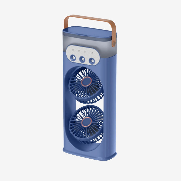 Kompakter tragbarer Turmventilator mit Befeuchter & Nachtlicht für Schreibtisch, Büro oder Zuhause, USB-betrieben.