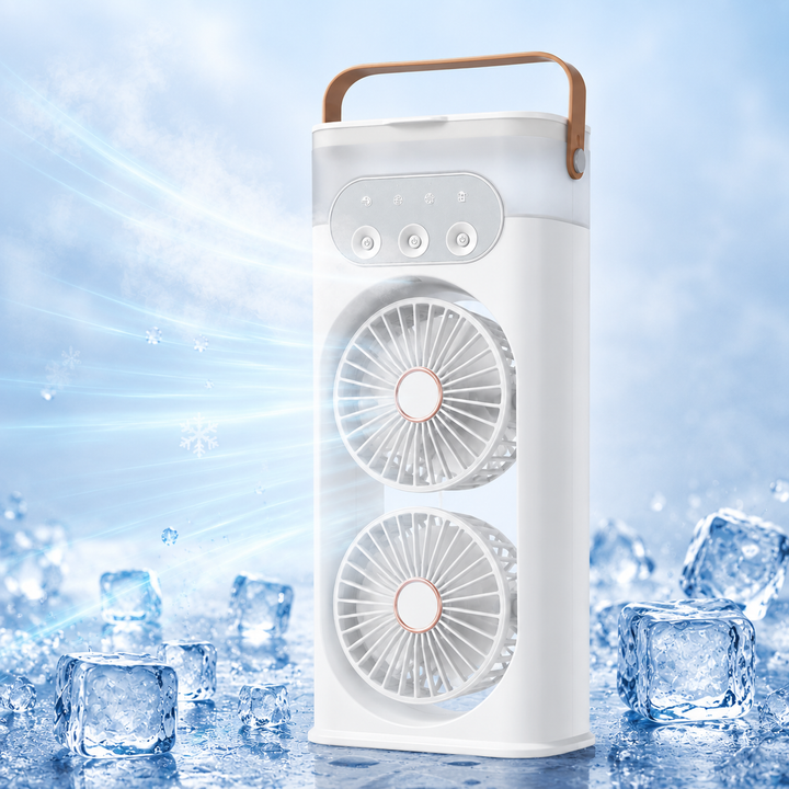 Stylischer Schreibtisch Turmventilator mit Befeuchtungsfunktion & sanftem Nachtlicht, perfekt für Büro & Heim.