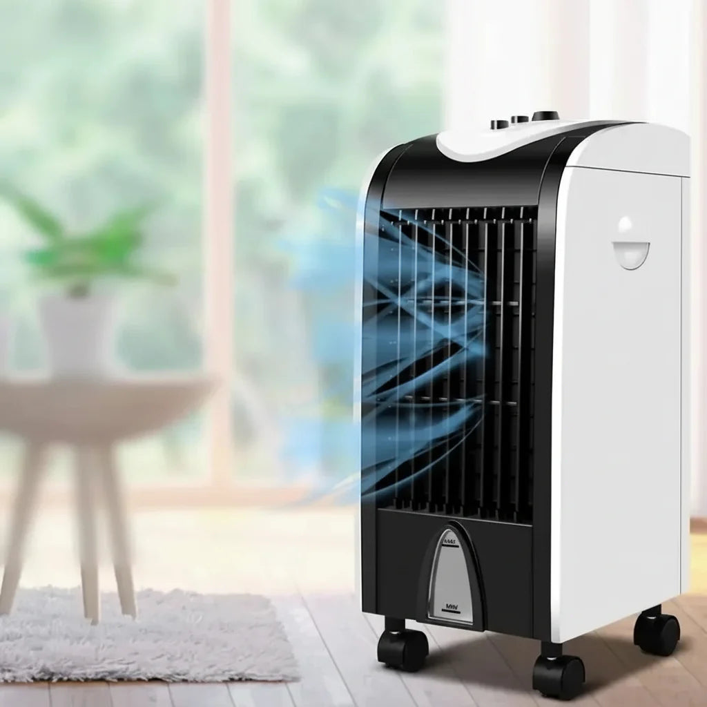 Leiser Luftkühler & Ventilator, ideal für sommerliche Kühle; mit leicht befüllbarem Wassertank & Kühlfunktion.