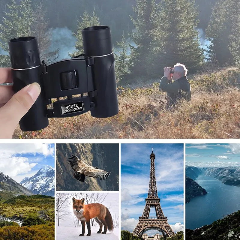 "Kompaktes Militärfernglas 40x22 für Jagd, schwarze Optik verdeutlicht Details auf 2000m, tragbar und leistungsstark."