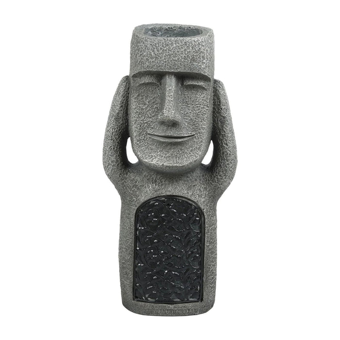 "Kunstvolle Skulptur Blumentopf mit Solar LED, abstraktes Design, ideal für Garten mit Nachtlicht."