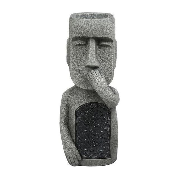 "Kunstvolle Skulptur Blumentopf mit Solar LED, abstraktes Design, ideal für Garten mit Nachtlicht."