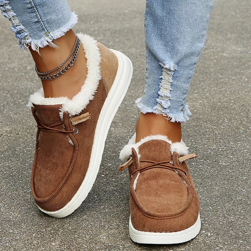 Rutschfeste Profilsohle der Damen Winter-Schlupfschuhe, sicher & warm auf Schnee und Eis.