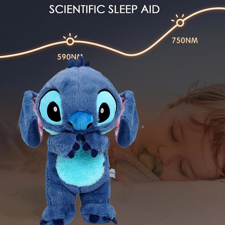 Kuscheliges Plüschspielzeug mit sanften Lichtern und Musik, ideal für Geborgenheit und Entspannung bei Kindern und Babys.