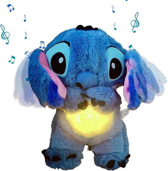 Kuscheliges Plüschspielzeug mit sanften Lichtern und Musik, ideal für Geborgenheit und Entspannung bei Kindern und Babys.