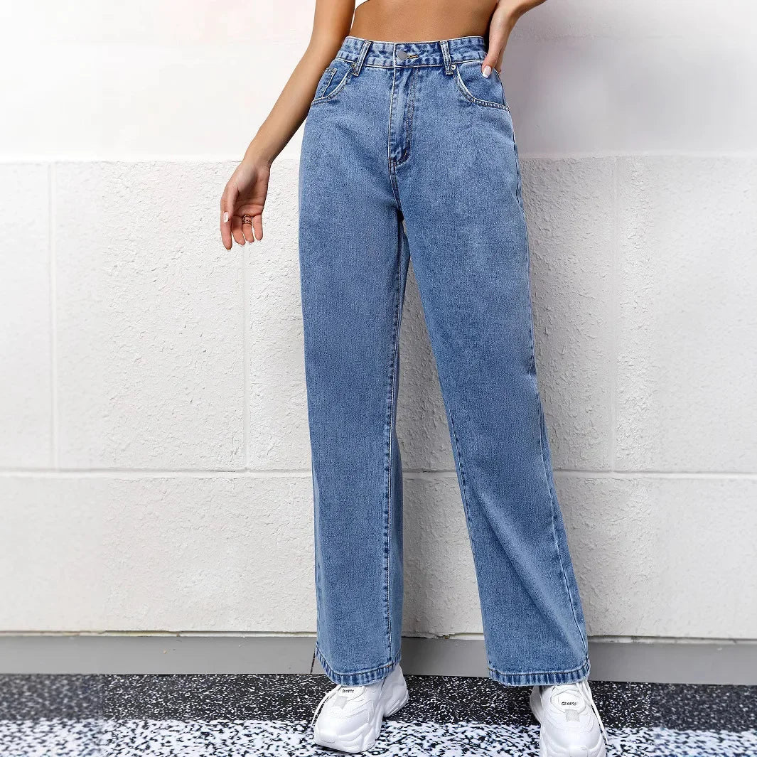 Zeitlose blaue Damen Mom-Jeans mit hoher Taille, ideal für vielfältige Anlässe und komfortablen Tragekomfort.
