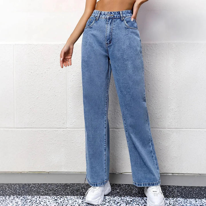 Zeitlose blaue Damen Mom-Jeans mit hoher Taille, ideal für vielfältige Anlässe und komfortablen Tragekomfort.