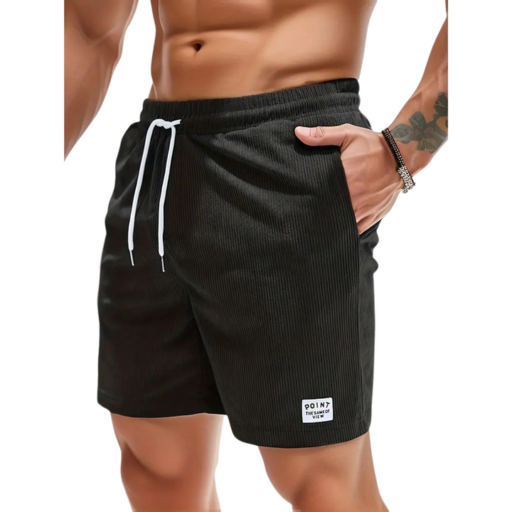 Stylische Herren Casual Shorts mit elastischem Bund und Kordelzug, über dem Knie für Freizeit & Sport.