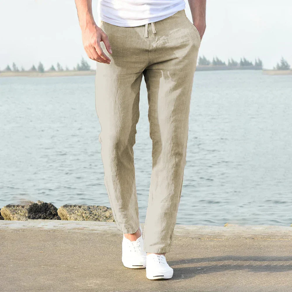 Bequeme Casual Herren Kordelzughose, locker sitzend für einen lässig-eleganten Stil im Frühling & Sommer.