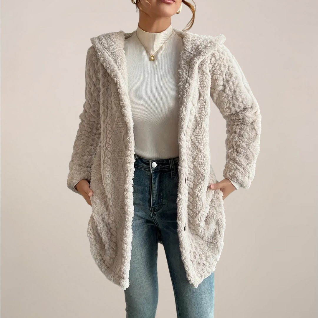 Lässiger Damen Frühlings Cardigan mit Kapuze, strukturiert, ideal für die Übergangszeit und den Alltag.