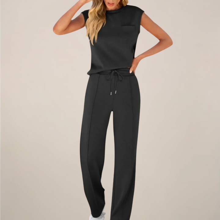 Lässiges Damen Hosen-Set für den Frühling mit Kordelzug, perfekt für bequemen Alltagsstil.