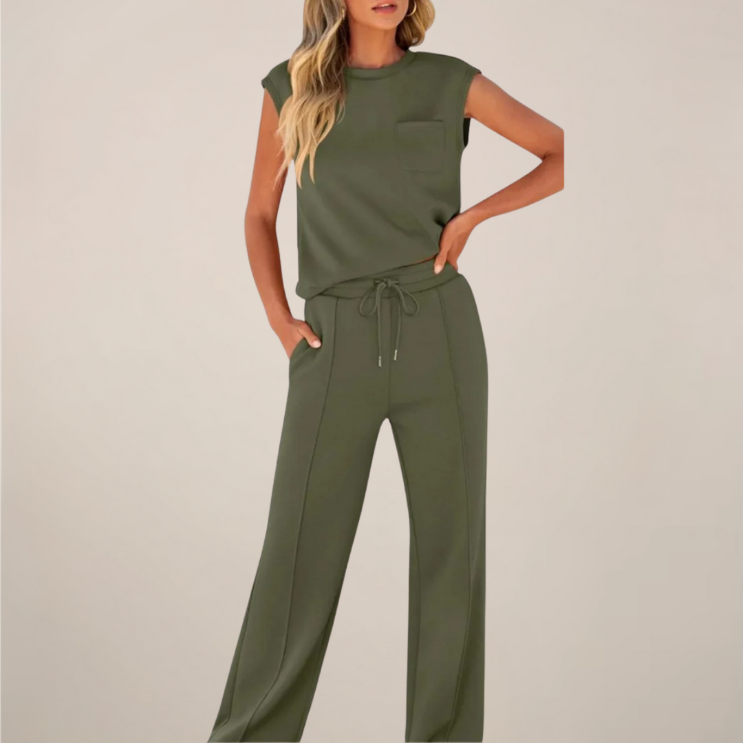 Damen Frühling Hosen-Set mit Kordelzug. Müheloser Stil & Komfort für den Casual Look.
