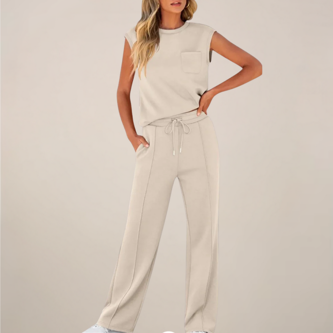 Damen Hosen-Set, lässig für Frühling, mit Kordelzug an Hose & Oberteil. Hoher Tragekomfort garantiert.