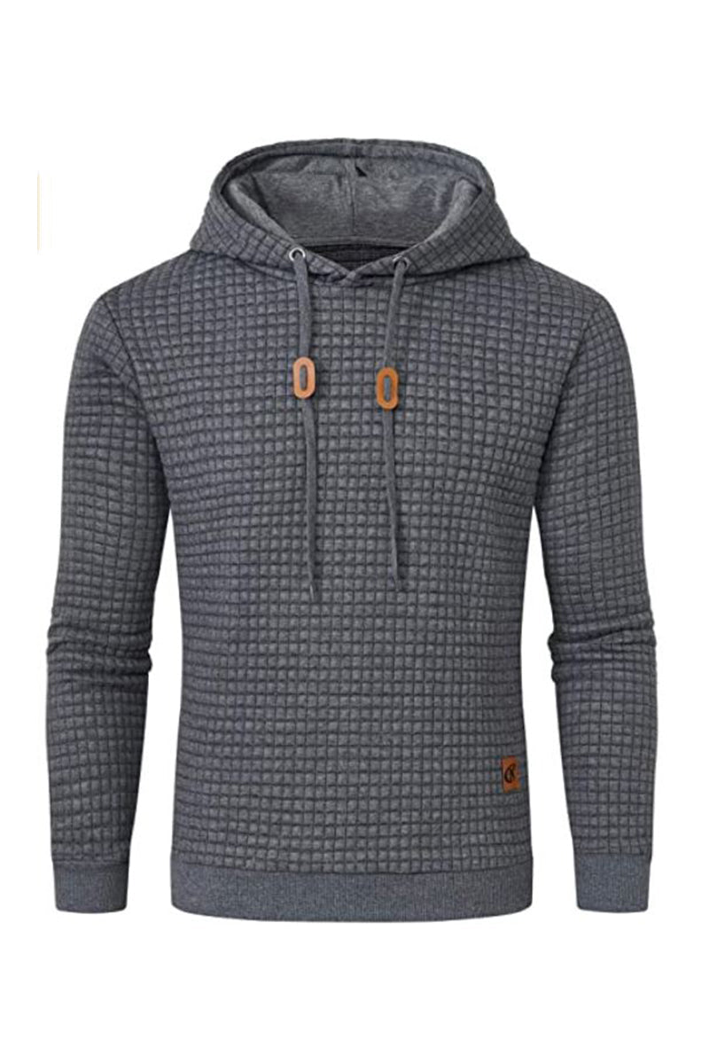 Lässiges Herren Langarm Kapuzenhemd mit geripptem Saum. Bequemer Hoodie für Freizeit und Streetwear.
