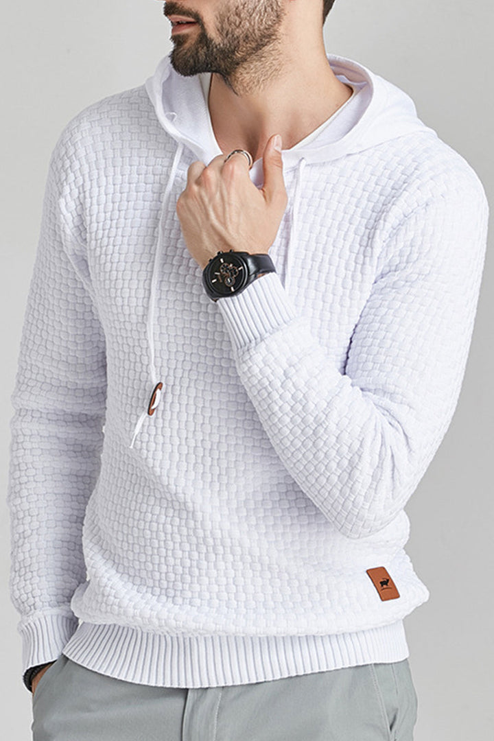Kombinationsstarkes Herren Langarmshirt mit Kapuze & geripptem Saum. Lässiges Freizeit-Oberteil für Männer.