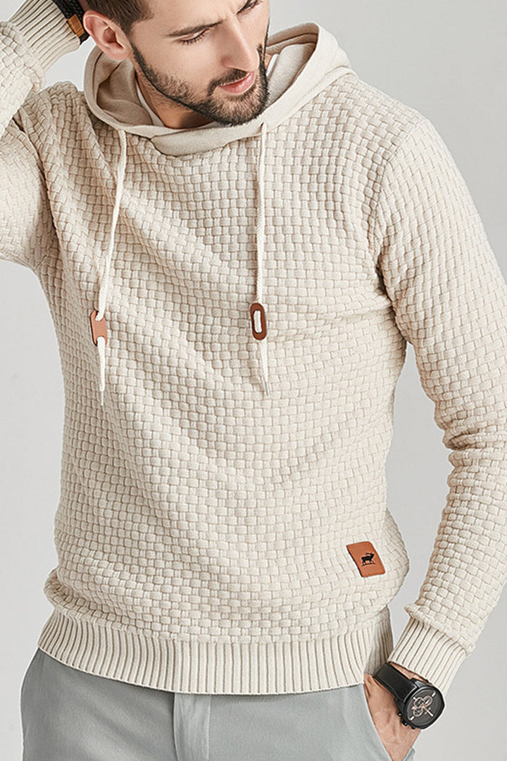 Männer Langarm Kapuzenhemd, lässig & stylisch. Bequemer Hoodie mit geripptem Saum und lockerer Passform.