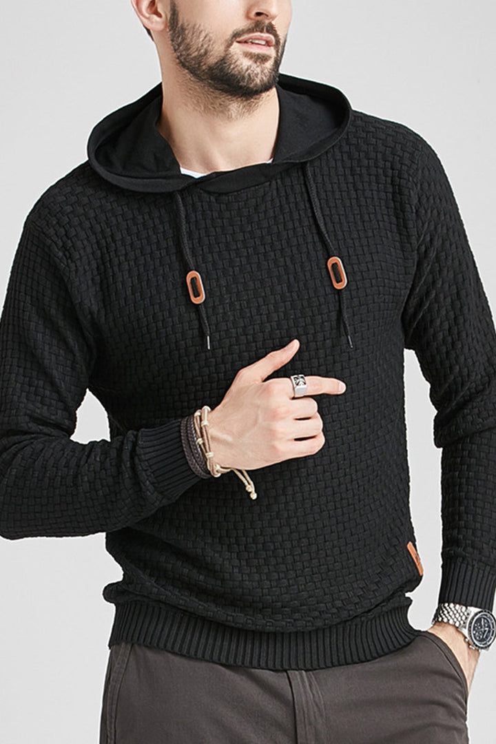 Lockeres Herren Langarm Kapuzenhemd mit geripptem Saum. Stylischer Hoodie für entspannte Tage & Streetwear.