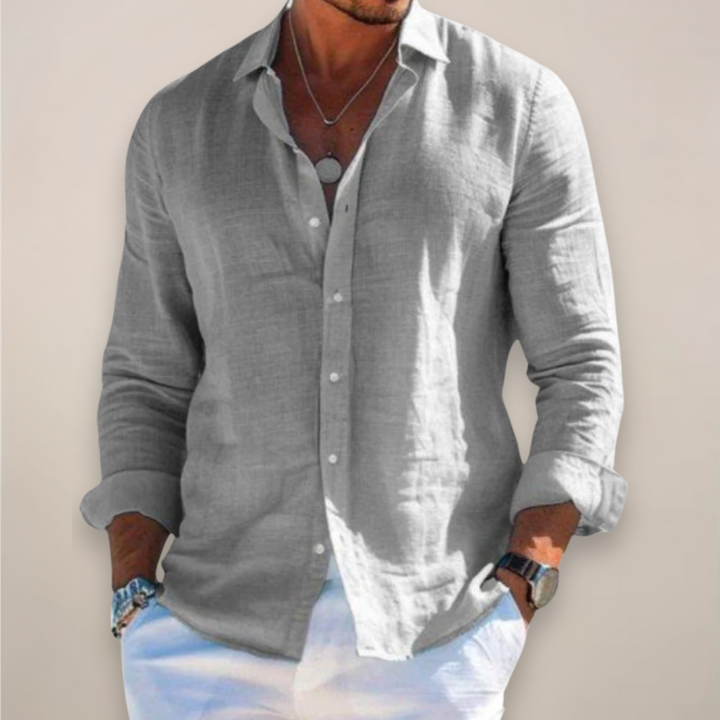 Lässiges Herren Langarmhemd mit Knöpfen, perfekt für Alltag & Freizeit. Komfortables Button-Up Oberteil.