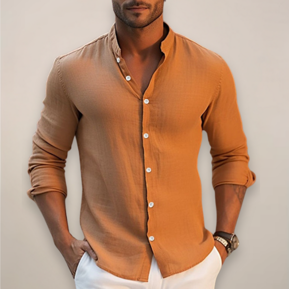 Elegantes Herren Freizeithemd mit Knöpfen, langarm, komfortabel & luftig, ideal für den Sommer.