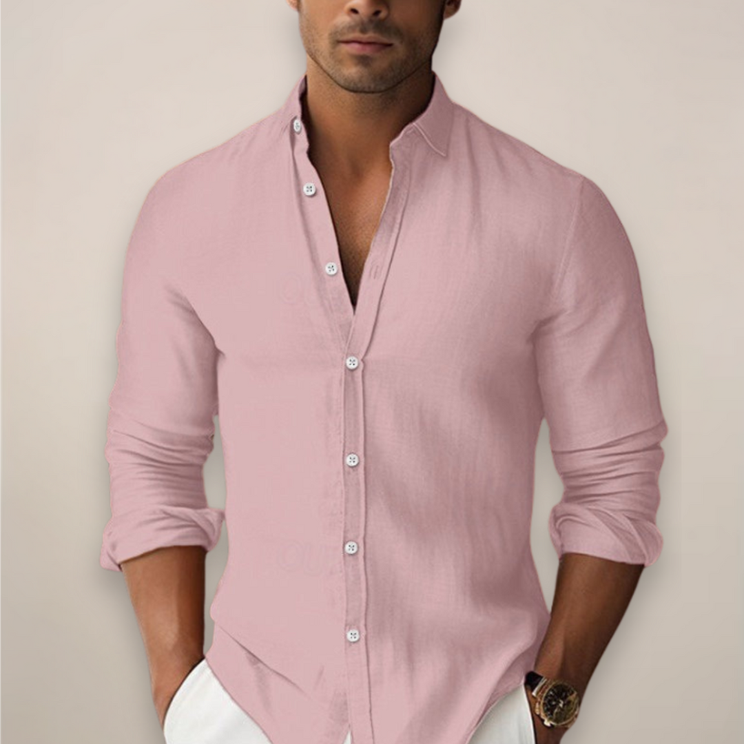 Modisches Herren Knopfhemd für den Sommer, lässig, langarm, perfekt für elegante Sommerstile.