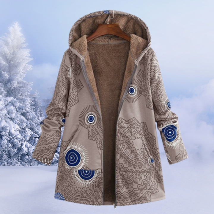 Modische Damen Winterjacke, lang & gesteppt, mit Kapuze. Perfekter Kälteschutz für Frauen.