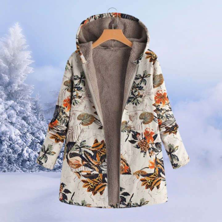 Warme Damen Steppjacke lang mit Kapuze. Perfekt als Puffer-Winterparka für den Alltag von Frauen.