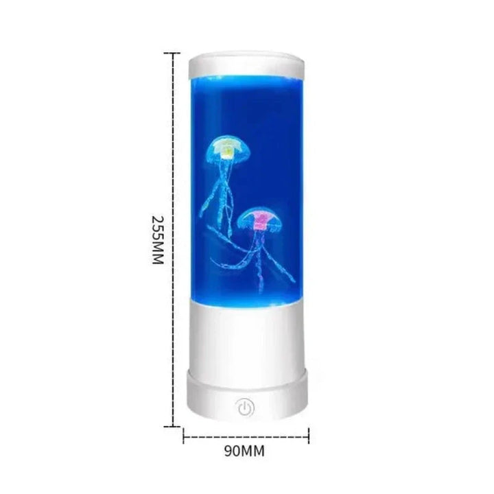"LED Quallen Lampe mit farbwechselnden Effekten, ozeanische Tischleuchte ideal für beruhigende Atmosphäre im Wohnzimmer."