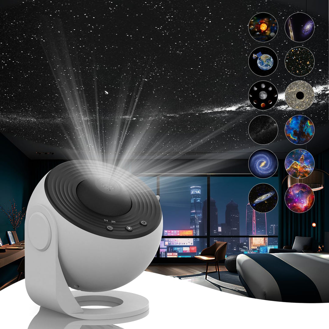 LED Sternenhimmel-Projektor mit 12 Effekten, rotierendes Planetarium im Raum, schafft magische Atmosphäre, energieeffizient.