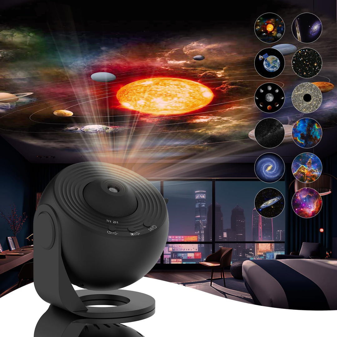 LED Sternenhimmel-Projektor mit 12 Effekten, rotierendes Planetarium im Raum, schafft magische Atmosphäre, energieeffizient.