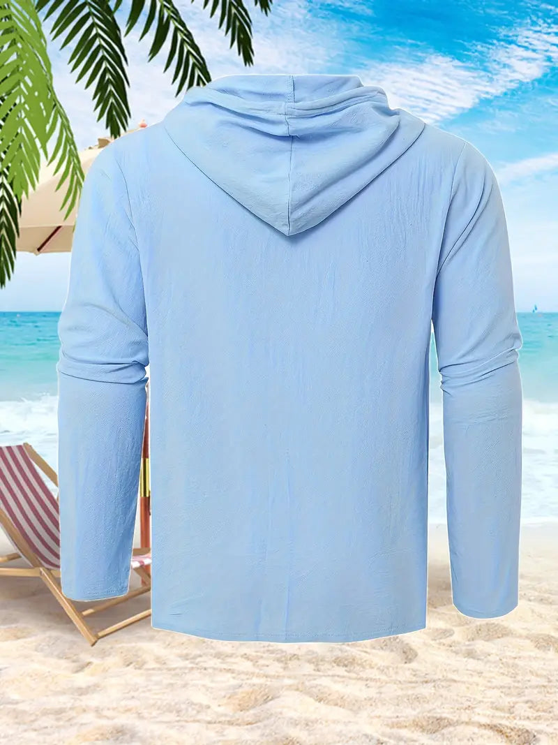 Vielseitiges Herren Shirt-Kapuzenhemd, leicht und modisch für warme Jahreszeiten.