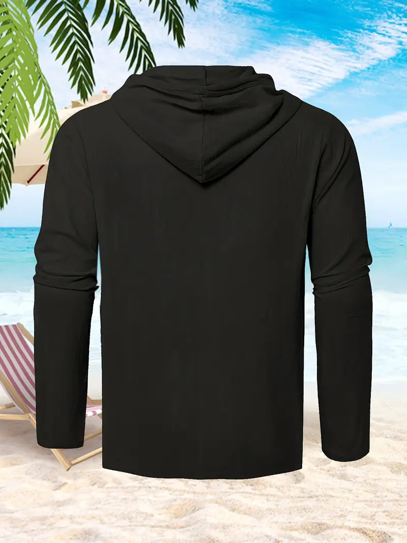 Herren Freizeit Kapuzenhemd, leichtes Material, perfekt für warme Sommerabende.