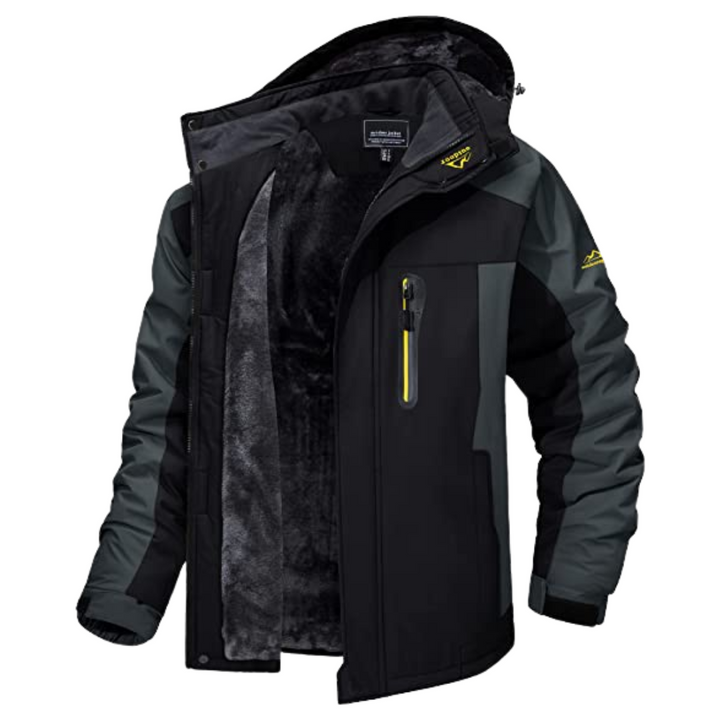 "Leon Herren-Windjacke, wasserdicht und stilvoll, in blau, mit Reißverschluss und Kapuze für Outdoor-Abenteuer."