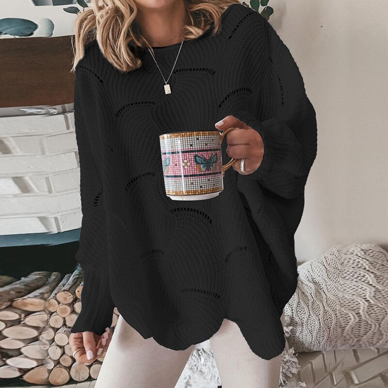Bequemer Damen Strickpullover, locker geschnitten. Gemütlicher Langarm-Pullover für stilvolle Herbst- & Wintertage.