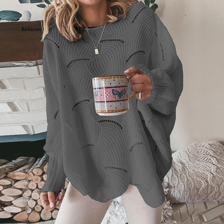 Moderner Damen Langarm-Pullover, locker gestrickt für Komfort. Vielseitiger Strickpullover, ideal für Freizeit & Büro.