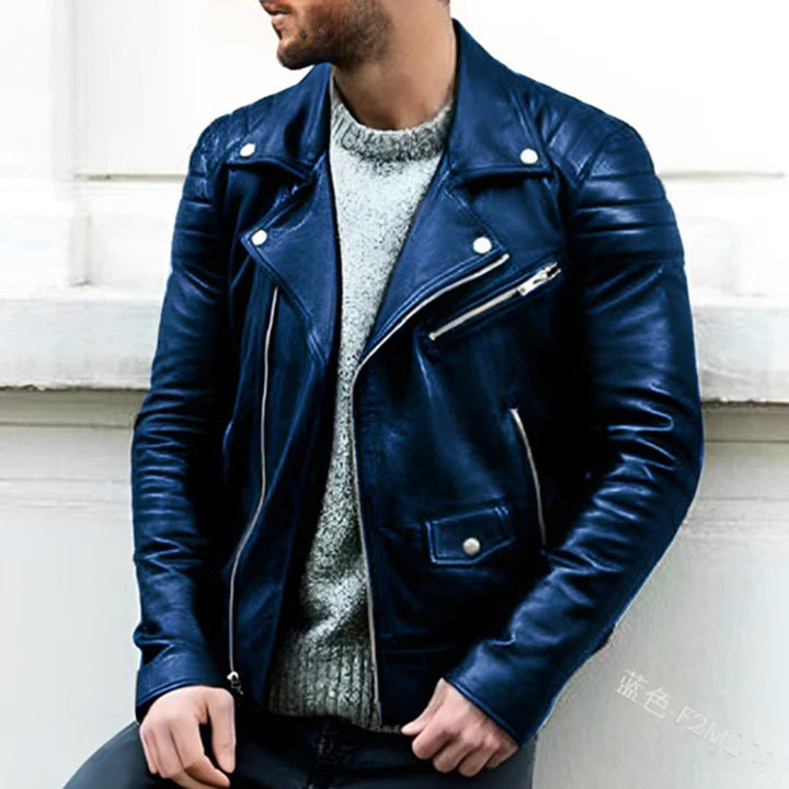Herren Bikerjacke in Blau im urbanen Design