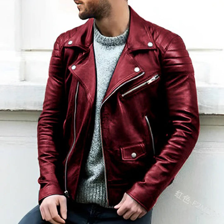 Schwarze Herren Bikerjacke in Lederoptik für stilvolle Outfits